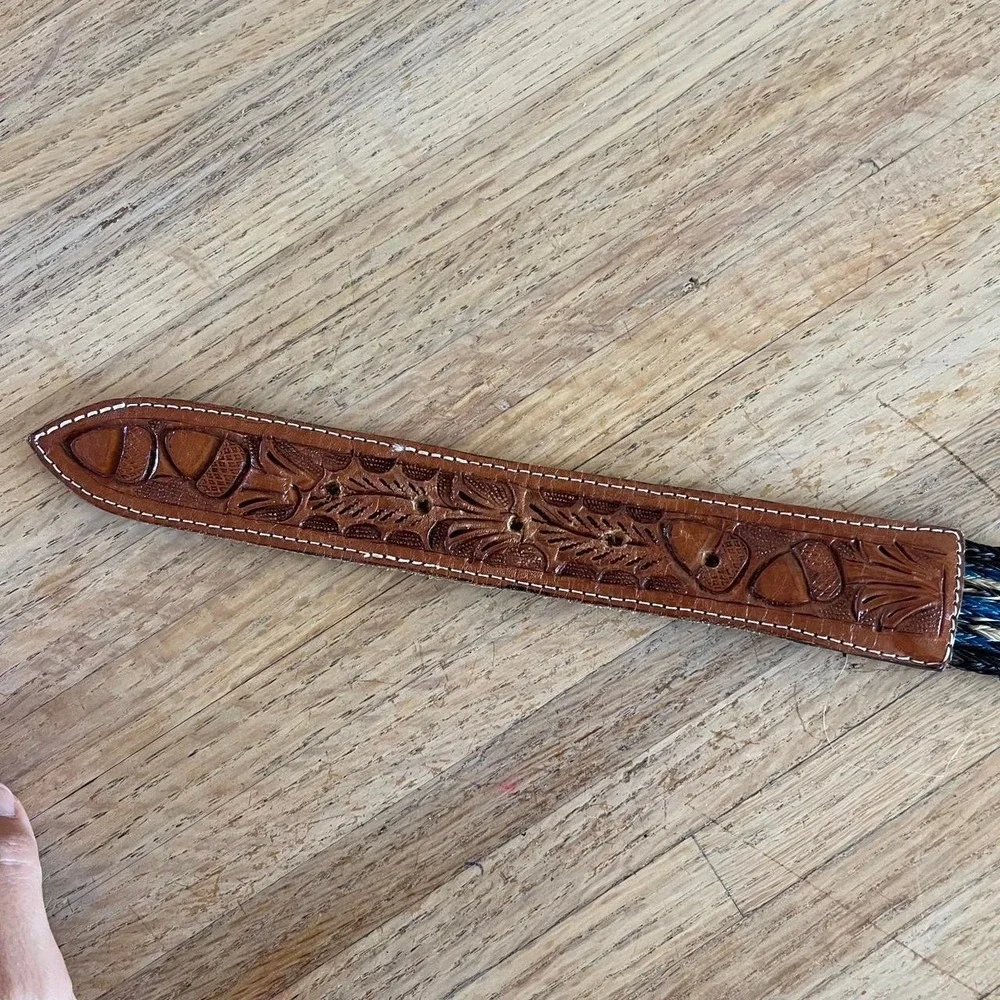 Vintage Crumrine Braided Belt Initial N Gold Tone Bronze Western Womens Size 28‎